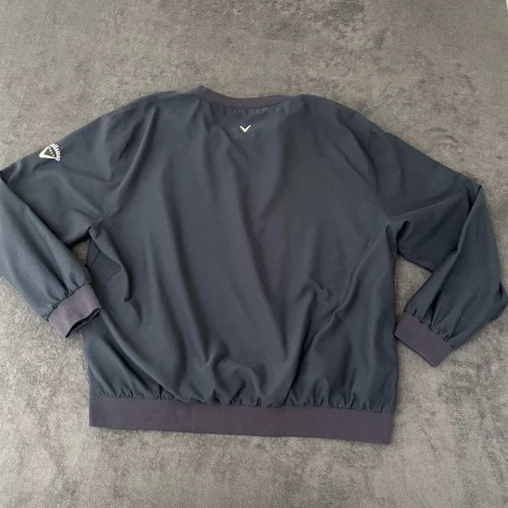 Callaway Jacket Mens L Blue V Neck Pullover Lined Microfiber Performance Golf
